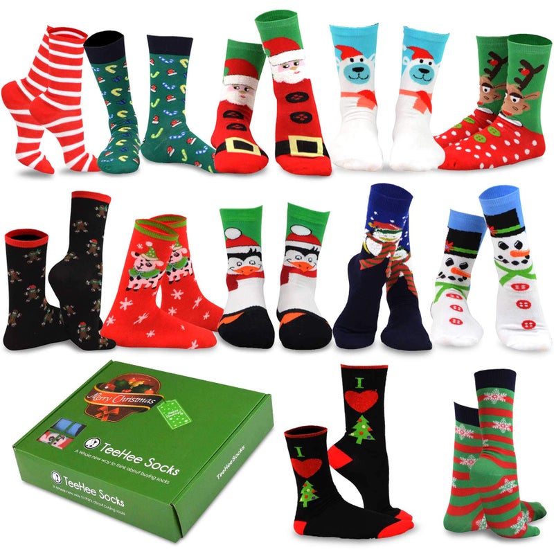 TeeHee Socks TeeHee Christmas Holiday 12-Pack Gift Socks for Women with Gift Box (Holiday-C) - Image 1